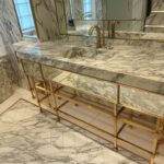 Fully cladded marble bathroom